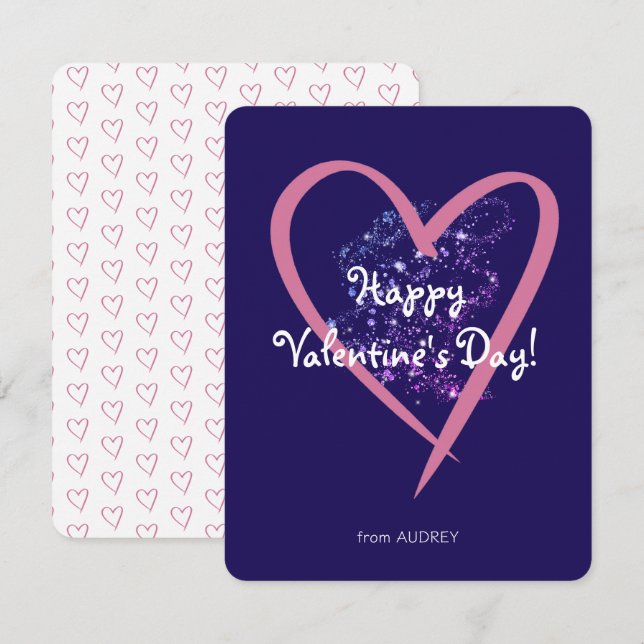 Tarjeta Pequeña El día de San Valentín de aula Purpurina sencillo  (Anverso / Reverso)