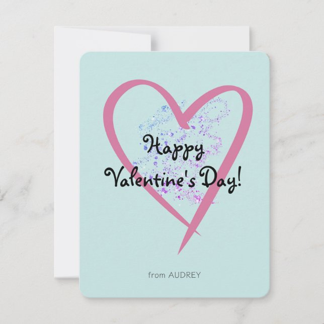 Tarjeta Pequeña El día de San Valentín de aula simple Purpurina (Anverso)