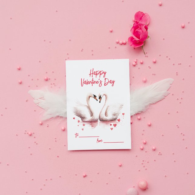 Tarjeta Pequeña El día de San Valentín De Cisnes En El Amor (Subido por el creador)