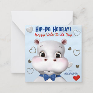 Tarjeta Pequeña El día de San Valentín de clase azul Hippo Boy