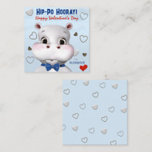 Tarjeta Pequeña El día de San Valentín de clase azul Hippo Boy