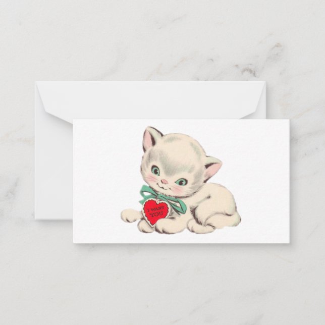 Tarjeta Pequeña El día de San Valentín de gato de época Valentine (Anverso)