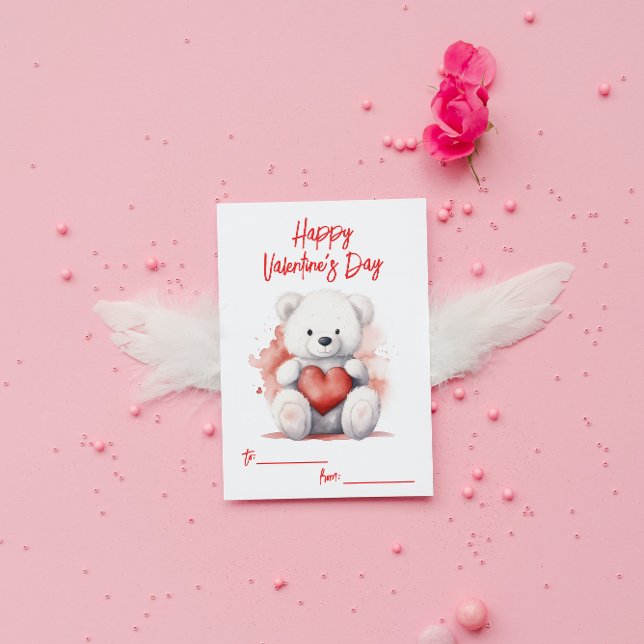 Tarjeta Pequeña El día de San Valentín de oso de peluche blanco (Subido por el creador)