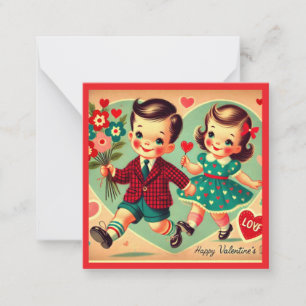 Tarjeta Pequeña El día de San Valentín de Vintage en aula para niñ