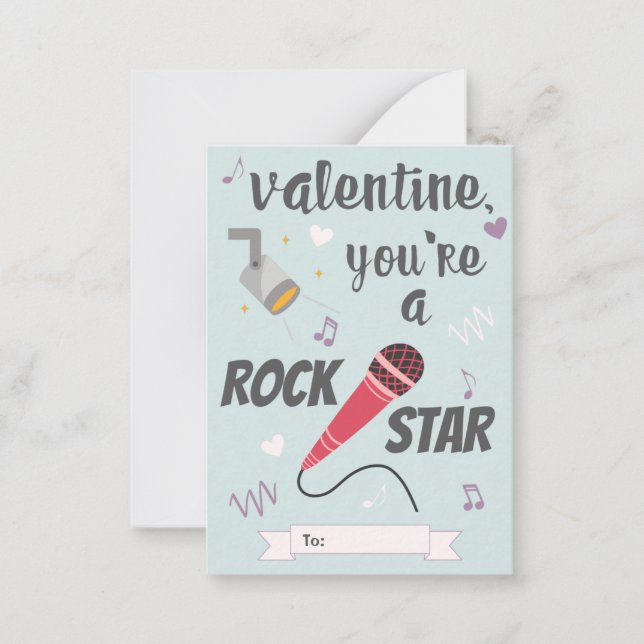 Tarjeta Pequeña El día de San Valentín del aula Rock Star (Anverso)