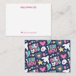 Tarjeta Pequeña El día de San Valentín lindo del patrón de doodle 