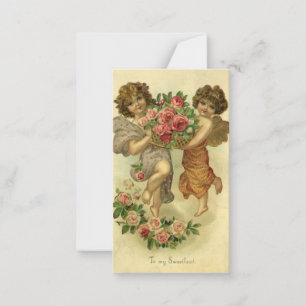 Tarjeta Pequeña El día de San Valentín victoriano de época, Rosas