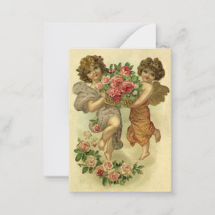 Tarjeta Pequeña El día de San Valentín victoriano de época, Rosas