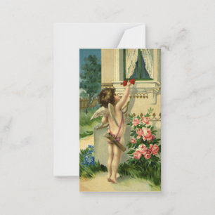 Tarjeta Pequeña El día de San Valentín victoriano vintage, ángel H