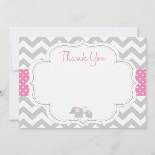 Tarjeta Pequeña El elefante Baby Shower de Chevron le agradece
