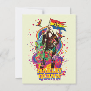 Tarjeta Pequeña El escuadrón suicida   Flores y arcoiris de Harley