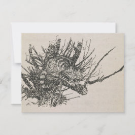 Tarjeta Pequeña El Gato de Cheshire en un árbol Arthur Rackham