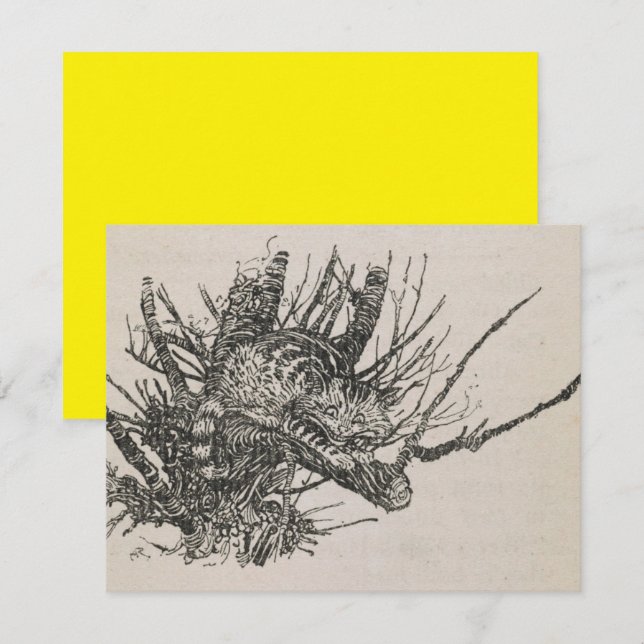 Tarjeta Pequeña El Gato de Cheshire en un árbol Arthur Rackham (Anverso / Reverso)