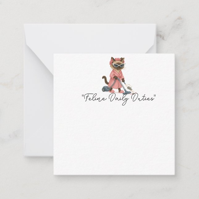Tarjeta Pequeña El gato está limpiando la casa (Anverso)