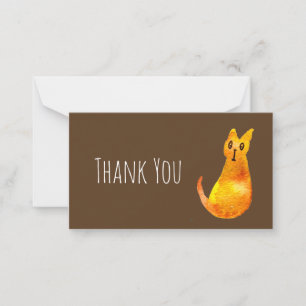 Tarjeta Pequeña El gato jengibre adorable acuarela arte de ilustra