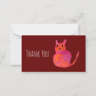 Tarjeta Pequeña El gato rosa funky lindo gatito