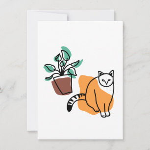 Tarjeta Pequeña El gato y la planta