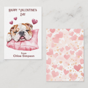 Tarjeta Pequeña El gracioso Bulldog de San Valentín Fiesta de clas