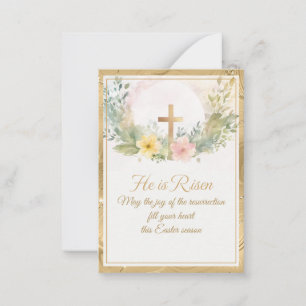 Tarjeta Pequeña Él ha resucitado Flores de acuarela de Pascua, Rel
