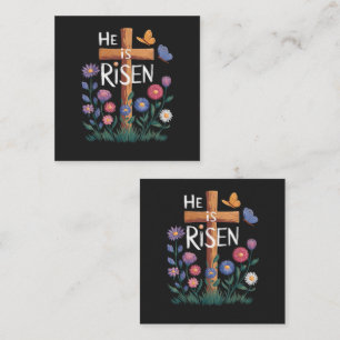 Tarjeta Pequeña Él ha resucitado Jesús Floral Pascua Cristiana
