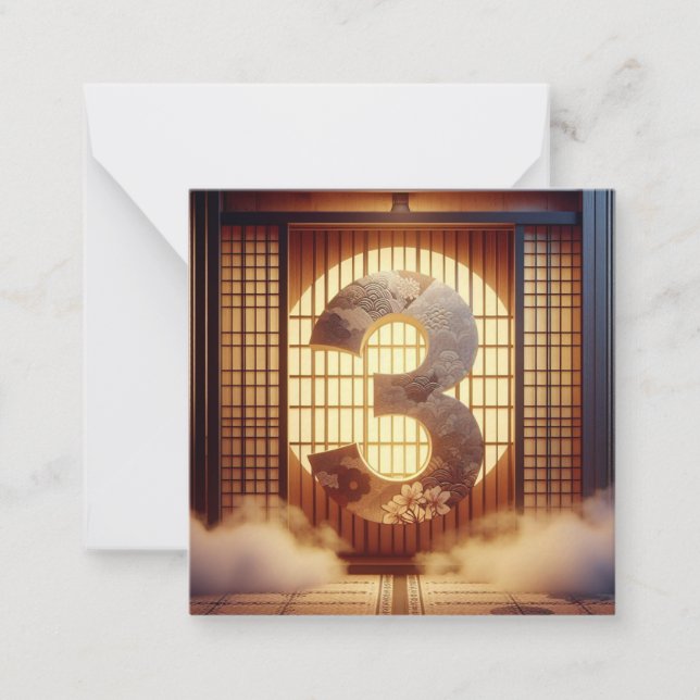 Tarjeta Pequeña El juego del número - La carta de 3 (Anverso)