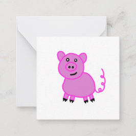 Tarjeta Pequeña El lindo cerdo rosa de cola larga