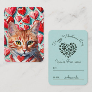Tarjeta Pequeña El Naranja 'pawsome' Tabby Cat Classroom Valentine