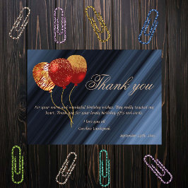 Tarjeta Pequeña El oro y los globos rojos Purpurinas Cumpleaños Gr