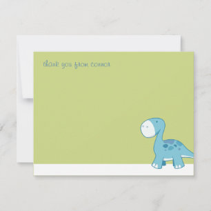 Tarjeta Pequeña El pequeño Diplodocus azul el   plano le agradece