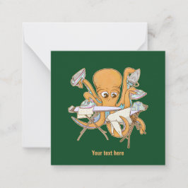 Tarjeta Pequeña El planchado de pulpo, abrumado por las tareas.