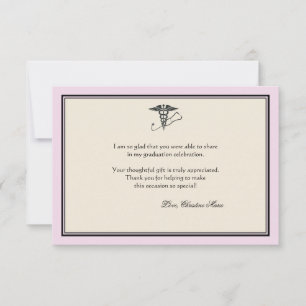 Tarjeta Pequeña El rosa de la graduación del MD le agradece