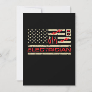 Tarjeta Pequeña Electricista Patriótico Bandera Americana Navidad