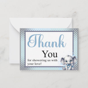 Tarjeta Pequeña Elefante Azul Cute - Maní Pequeño