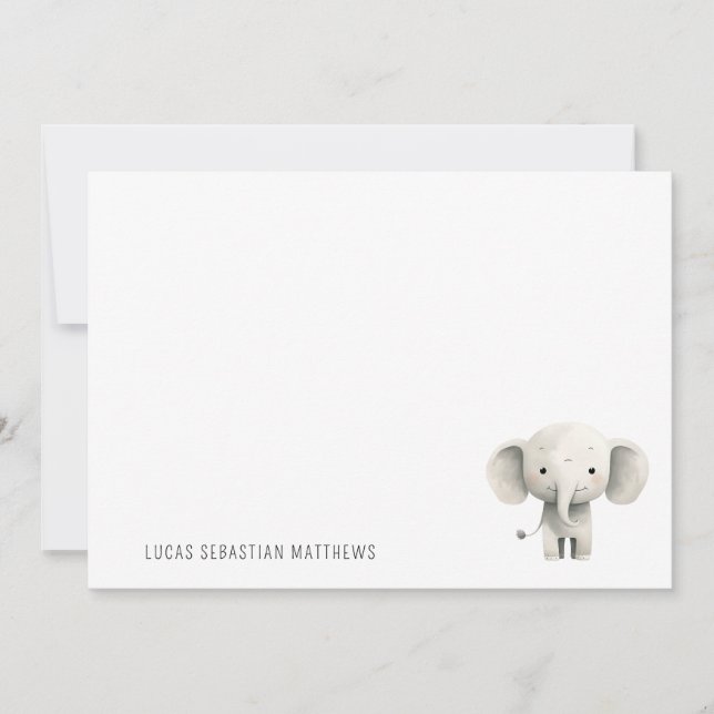 Tarjeta Pequeña Elefante Bebé Simple Lindo Niños Personalizado (Anverso)