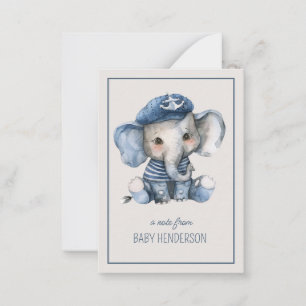 Tarjeta Pequeña Elefante de bebé azul natural