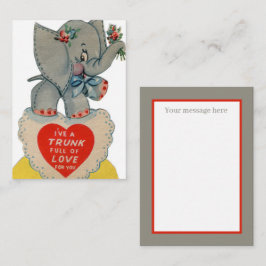 Tarjeta Pequeña elefante de San Valentín vintage retro Fiesta