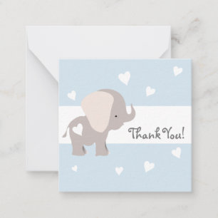 Tarjeta Pequeña Elefante del Corazón Azul Gracias Notecards