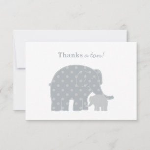 Tarjeta Pequeña Elefante gris con lunares madre bebé