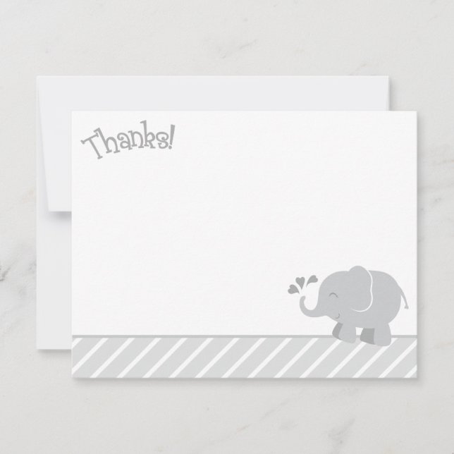 Tarjeta Pequeña Elefante moderno Baby Shower gris y blanco (Anverso)