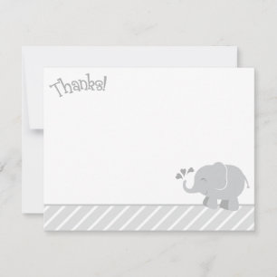 Tarjeta Pequeña Elefante moderno Baby Shower gris y blanco