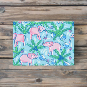 Tarjeta Pequeña Elefante rosa Preppy