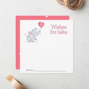 Tarjeta Pequeña Elefante simple y deseo de globos cardíacos para e