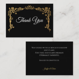 Tarjeta Pequeña Elegant black and gold Gothic wedding Thank You