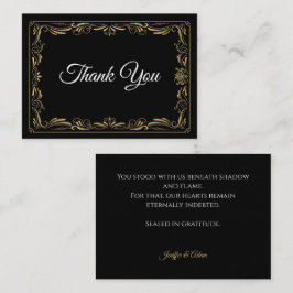 Tarjeta Pequeña Elegant black and gold Gothic wedding Thank You