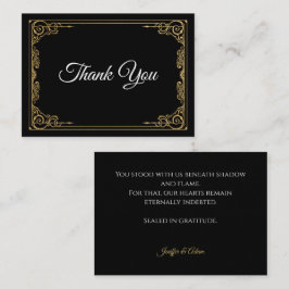 Tarjeta Pequeña Elegant black and gold Gothic wedding Thank You