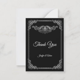 Tarjeta Pequeña Elegant black and white Gothic  wedding