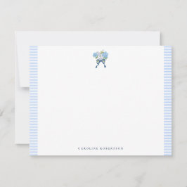 Tarjeta Pequeña Elegant Blue Watercolor Hydrangea Flat Note Card