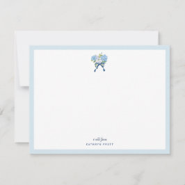 Tarjeta Pequeña Elegant Blue Watercolor Hydrangea Flat Note Card