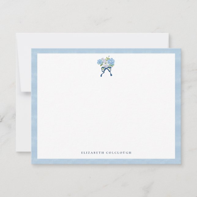 Tarjeta Pequeña Elegant Blue Watercolor Hydrangea Floral (Anverso)