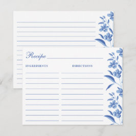 Tarjeta Pequeña Elegant Blue & White Recipe Cards